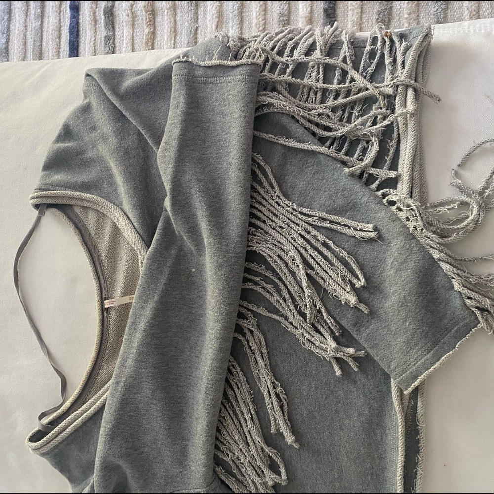 Free people fringed long sleeve sweatshirt
